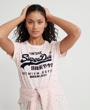 Superdry Premium Goods Shimmer Női Pólók Rózsaszín | TFICK0135